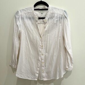 Lucky Brand White 3/4 sleeve White linen top